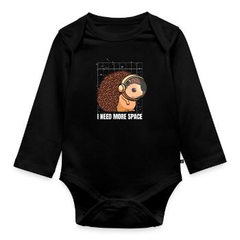 Hérisson Astronaute J’ai besoin de plus d’espace - Body Bébé bio manches longues - noir - Devant