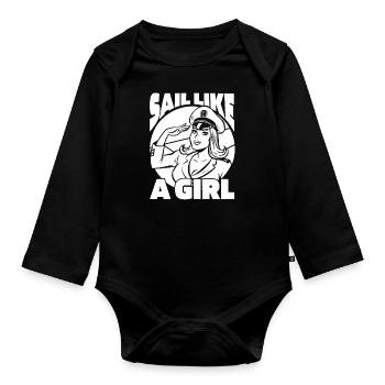 Sailing Sailboat Sailboat Women - Organic Longsleeve Baby Bodysuit - black - Front