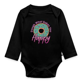 Dough What Bakes You Happy Bäckerei - Baby Bio-Langarm-Body - Schwarz - Vorne