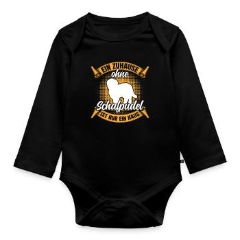 Ohne Schafpudel nur ein Haus Hütepudel - Baby Bio-Langarm-Body - Schwarz - Vorne