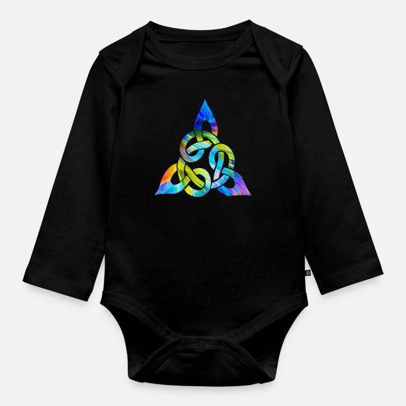 Farbenfroher keltischer Knoten - Baby Bio-Langarm-Body - Schwarz