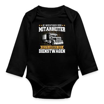 LKW Fahrer Fernfahrer Lastkraftwagenfahrer - Baby Bio-Langarm-Body - Schwarz - Vorne