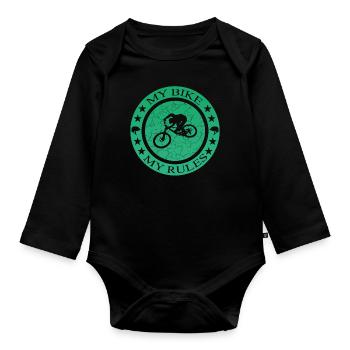 Biken My Bike My Rules - Baby Bio-Langarm-Body - Schwarz - Vorne