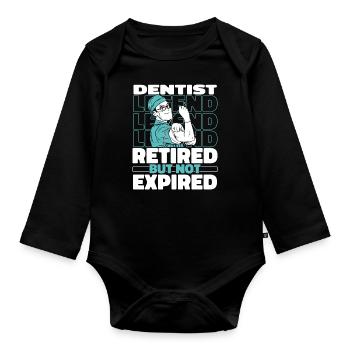 Retired Dentist Dentist - Organic Longsleeve Baby Bodysuit - black - Front