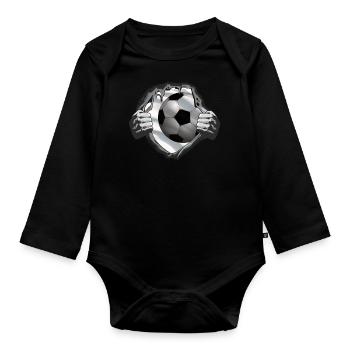 Fußballzubehör Geschenkidee Fußballfan - Baby Bio-Langarm-Body - Schwarz - Vorne