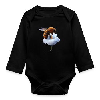Biene auf Blume - Baby Bio-Langarm-Body - Schwarz - Vorne