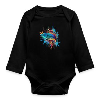 Colorful fish - Organic Longsleeve Baby Bodysuit - black - Front
