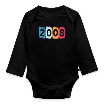 T-shirt rétro 2008 08 millésime 2008 - Body Bébé bio manches longues - noir - Devant
