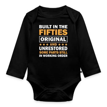 Built In Fifties 50's Birthday - Organic Longsleeve Baby Bodysuit - black - Front