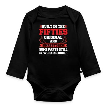 Built In Fifties 50's Birthday - Organic Longsleeve Baby Bodysuit - black - Front