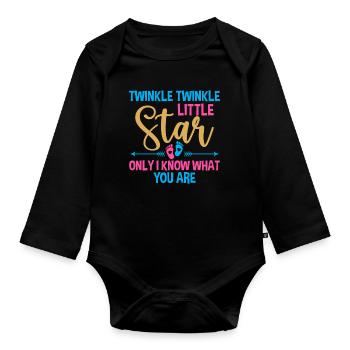 Fête de révélation de genre Baby Shower Little Star - Body Bébé bio manches longues - noir - Devant