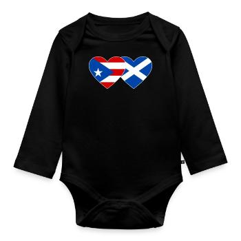 Puerto Rico Schottland Flagge Herz - Baby Bio-Langarm-Body - Schwarz - Vorne