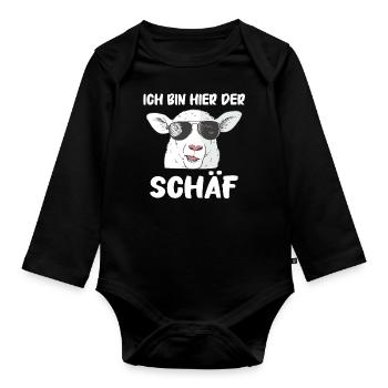 Schafe Schafherde Bauernhof Landwirt Schäfer - Baby Bio-Langarm-Body - Schwarz - Vorne