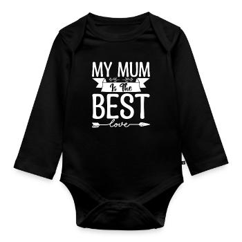 Ma mère est la meilleure. maman trop geniale. - Body Bébé bio manches longues - noir - Devant