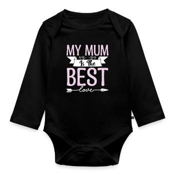 Ma mère est la meilleure. maman trop geniale. - Body Bébé bio manches longues - noir - Devant