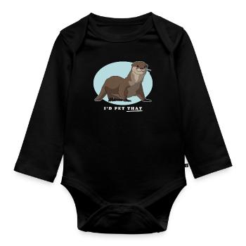Loutre Loutre Cadeau Loutre de mer - Body Bébé bio manches longues - noir - Devant
