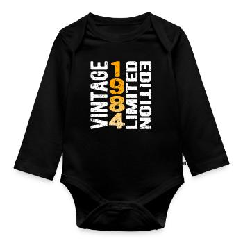Vintage 1984 limited edition vintage year of birth - Organic Longsleeve Baby Bodysuit - black - Front