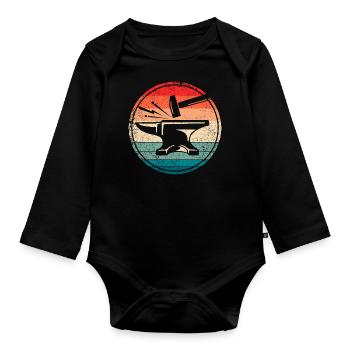 Enclume rétro outil maréchal-ferrant enclume forgeron - Body Bébé bio manches longues - noir - Devant