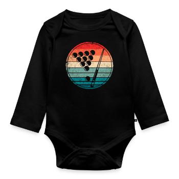 Retro Billard Billardkugeln Billardspieler - Baby Bio-Langarm-Body - Schwarz - Vorne