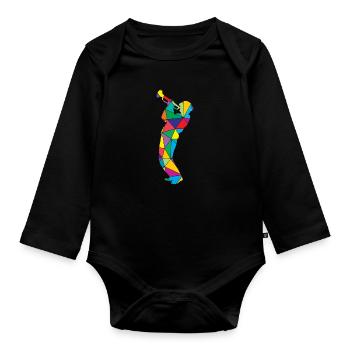 Low Poly Polygon Trumpet - Organic Longsleeve Baby Bodysuit - black - Front
