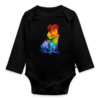 Pug Splash Art Dog - Organic Longsleeve Baby Bodysuit - black - Front