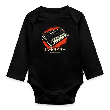 Synthesizer Techno Instrument Japanisch - Baby Bio-Langarm-Body - Schwarz - Vorne
