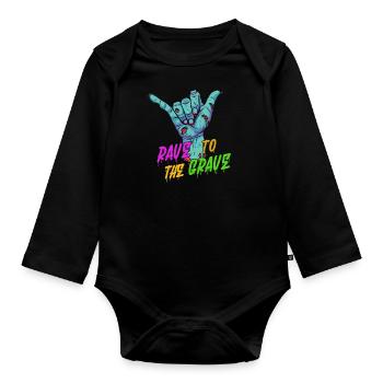 Rave to the Grave - Techno - Baby Bio-Langarm-Body - Schwarz - Vorne