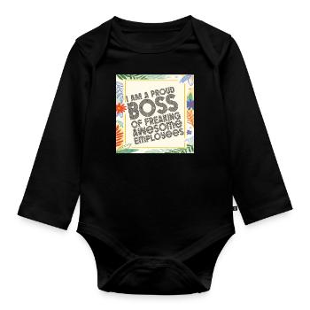 Fier patron de bons employés - Body Bébé bio manches longues - noir - Devant