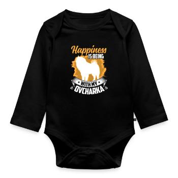 Ovcharka est chanceux chien de berger du Caucase - Body Bébé bio manches longues - noir - Devant