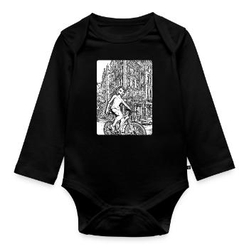 Action city adventure with the right t-shirt. - Organic Longsleeve Baby Bodysuit - black - Front