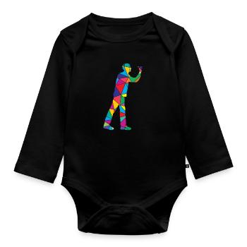 Joueur de fléchettes Polygone Drôles de fléchettes - Body Bébé bio manches longues - noir - Devant