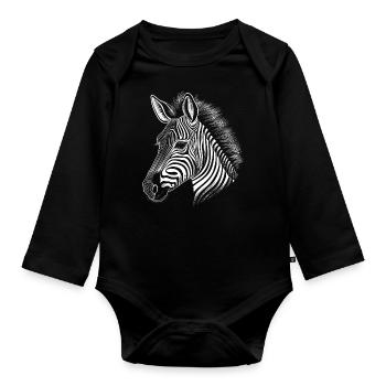 Zèbre - Body Bébé bio manches longues - noir - Devant