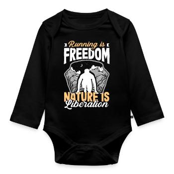 Running is freedom nature is liberation - Baby Bio-Langarm-Body - Schwarz - Vorne