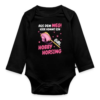 Hobby Horsing Steckenpferd Hobbyhorsing - Baby Bio-Langarm-Body - Schwarz - Vorne