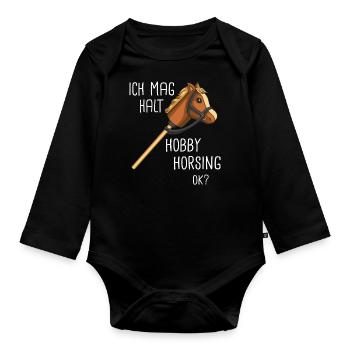 Hobby Horsing Steckenpferd Hobbyhorsing - Baby Bio-Langarm-Body - Schwarz - Vorne
