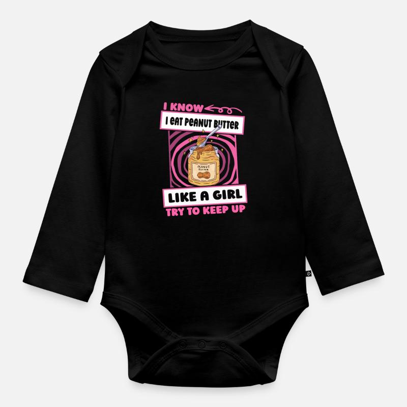 Fille au beurre de cacahuète - Body Bébé bio manches longues - noir