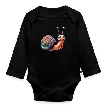 Opal Snail - Opal Snail Shell - Organic Longsleeve Baby Bodysuit - black - Front