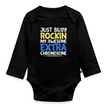 Sensibilisation au syndrome de Down Toddler Enfants Garçons Filles - Body Bébé bio manches longues - noir - Devant