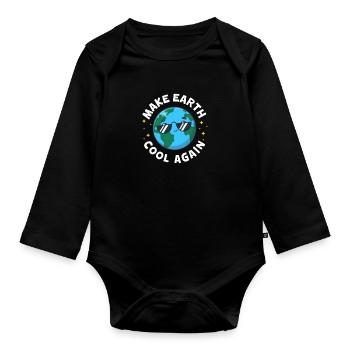 Climate change - Organic Longsleeve Baby Bodysuit - black - Front
