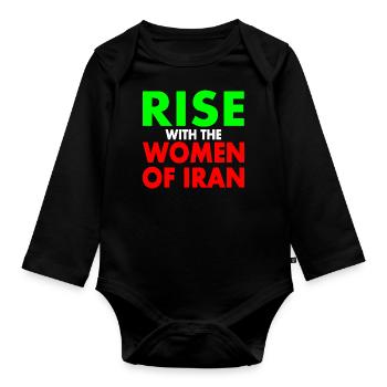 Rise with the women of iran - Body Bébé bio manches longues - noir - Devant