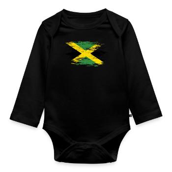 Jamaika Flagge used - Baby Bio-Langarm-Body - Schwarz - Vorne
