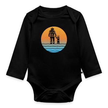 Sunset Firefighter Père et fils - Body Bébé bio manches longues - noir - Devant
