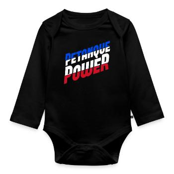 Petanque Power Boule Boccia Spieler - Baby Bio-Langarm-Body - Schwarz - Vorne