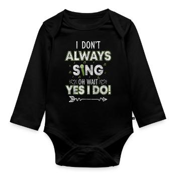 Singing Passion Sheet Music Microphone - Organic Longsleeve Baby Bodysuit - black - Front
