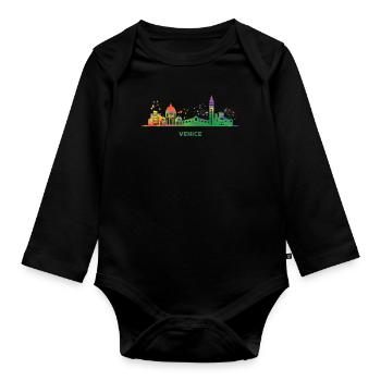 Venezianische Skyline Stadtbild Venedig - Baby Bio-Langarm-Body - Schwarz - Vorne