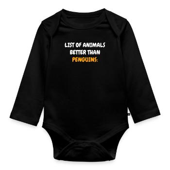 Pinguine - Baby Bio-Langarm-Body - Schwarz - Vorne