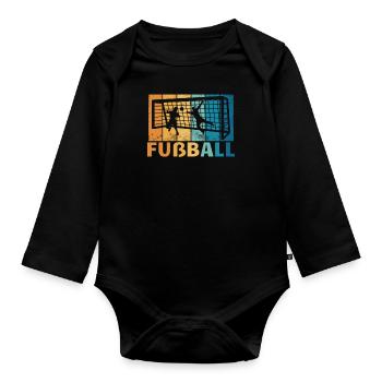 Fußballzubehör Geschenkidee Fußballfan - Baby Bio-Langarm-Body - Schwarz - Vorne