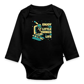 Biologie Biologe Mikroskop - Baby Bio-Langarm-Body - Schwarz - Vorne
