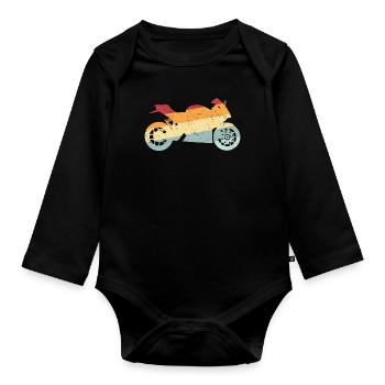 Motorsport Retro Motorcyclist Motorcycle - Organic Longsleeve Baby Bodysuit - black - Front