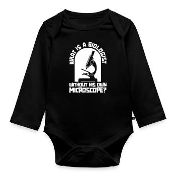 Biology Biologist Microscope - Organic Longsleeve Baby Bodysuit - black - Front